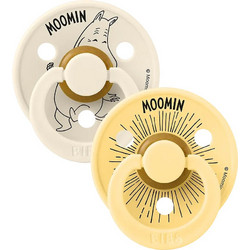 BIBS Moomin Moomintroll Πιπίλες Καουτσούκ 18-36m Ivory Pale Butter 2τμχ