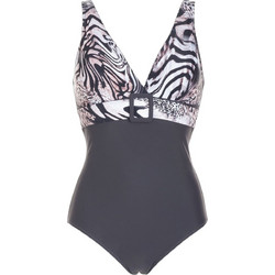 Gsecret Ολόσωμο Μαγιό Animal Print Μαύρο Λευκό SQ69016-38317