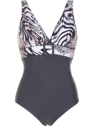 Gsecret Ολόσωμο Μαγιό Animal Print Μαύρο Λευκό SQ69016-38317