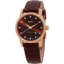 Mido Baroncelli Γυναικείο Ρολόι Αυτόματο με Καφέ Δερμάτινο Λουράκι M76003648