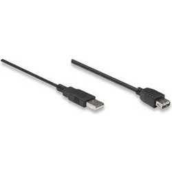 Manhattan 338653 Καλώδιο USB-A Male 2.0 to USB-A Female 1.8m Black