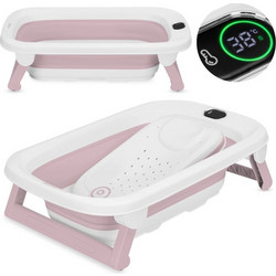 Lionelo BabyBubble Αντιολισθητικό Πτυσσόμενο Μπανάκι Μωρού με Θερμόμετρο Λευκό Ροζ