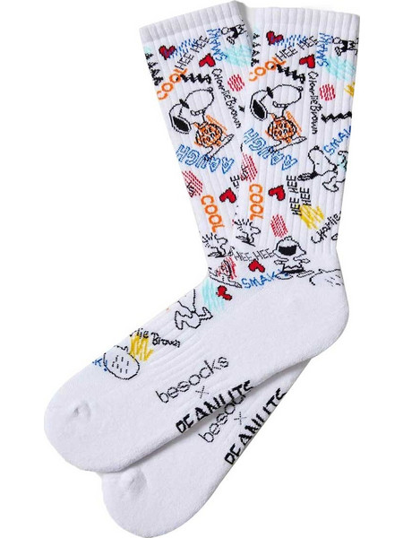 Besocks Snoopy Urban Ανδρικές Κάλτσες Ψηλές με Σχέδια Λευκές 648104