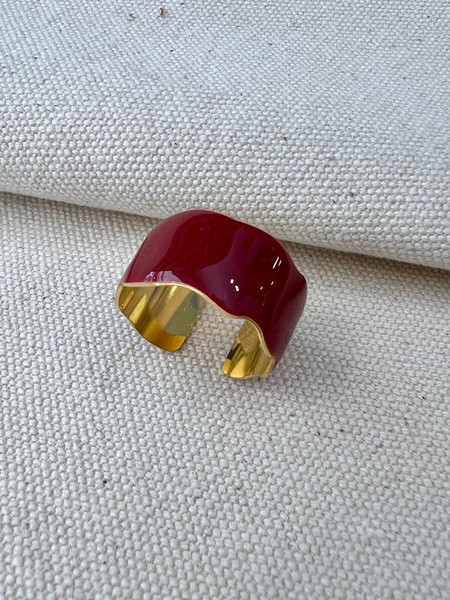 Blingbox The Cuff Ring Γυναικείο Δαχτυλίδι από Ατσάλι Κόκκινο