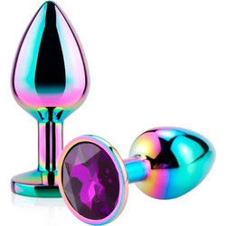 Guilty Toys Rainbow Small Πρωκτική Σφήνα Diamond Plug 7cm Σκούρο Μωβ
