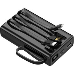 Setty SPB-LC-220 Power Bank 20000mAh με Ενσωματωμένα Καλώδια USB-C Lightning & micro USB Black