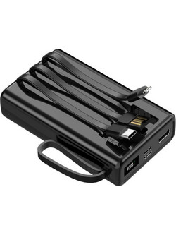 Setty SPB-LC-220 Power Bank 20000mAh με Ενσωματωμένα Καλώδια USB-C Lightning & micro USB Black