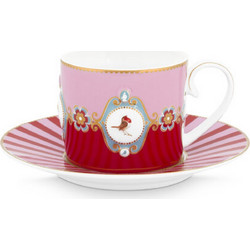 Pip Studio Love Birds Φλιτζάνι Τσαγιού Πορσελάνης Ροζ Κόκκινο 200ml 51004012