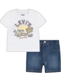 Levi's Βρεφικό Σετ για Αγόρι Καλοκαιρινό Λευκό Navy Μπλε 6EM344-W1T