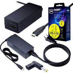 3mk USB-C Φορτιστής Laptop 65W 20V με Αποσπώμενο Καλώδιο Τροφοδοσίας και Σετ Βυσμάτων 5903108753852