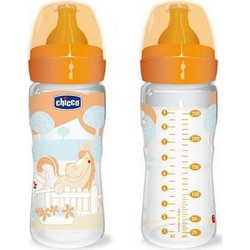 Chicco Well Being Πλαστικό Μπιμπερό με Θηλή Καουτσούκ Horse Orange 250ml