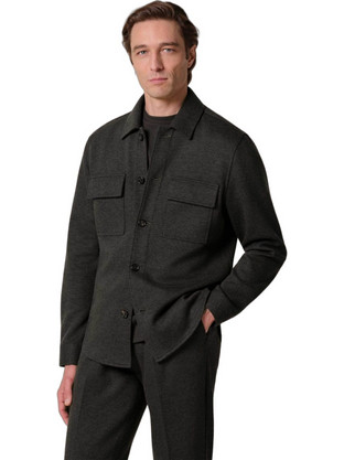 Profuomo Ανδρικό Πουκάμισο Μαλλί Κανονική Γραμμή Overshirt Σκούρο Καφέ PPXF30001D