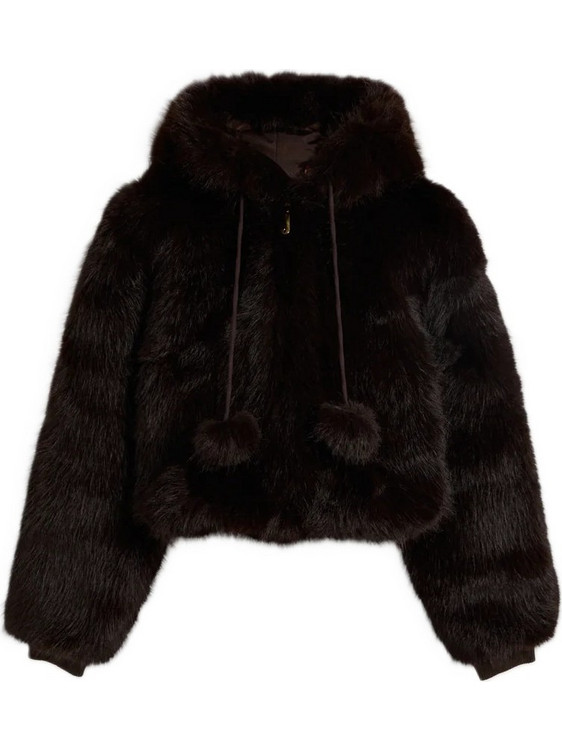 Juicy Couture Γυναικεία Γούνα Κοντή με Κουκούλα Μαύρη JCXIJ126509