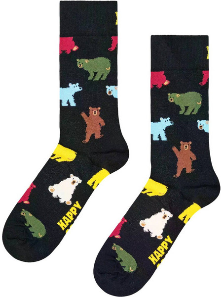 Happy Socks Bear Ανδρικές Κάλτσες Ψηλές με Σχέδια Μαύρες P006299