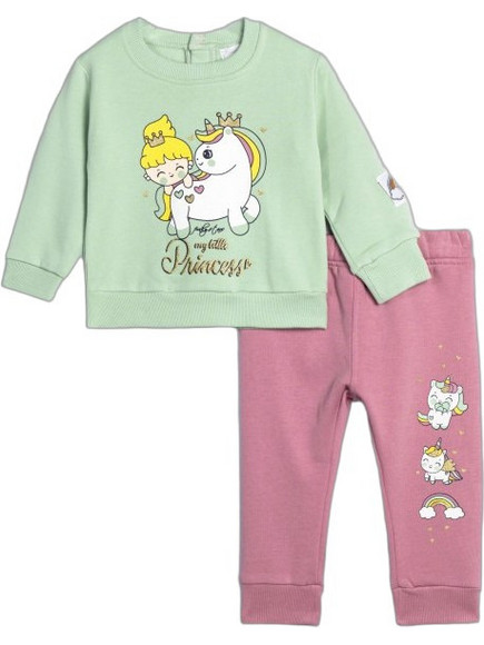 Funky Confetti Unicorn Βρεφικό Σετ Φόρμας για Κορίτσι Χειμωνιάτικο Πράσινο Mint Ροζ 226-917109-2