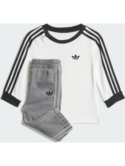Adidas Βρεφικό Σετ Καλοκαιρινό Λευκό Μαύρο Ανθρακί JW5312