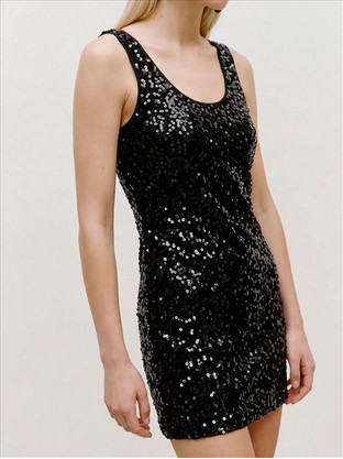 Vero Moda Mini Φόρεμα για Γάμο / Βάπτιση με Παγιέτες Μαύρο 10359671