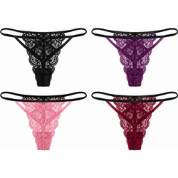 Modern Ocean Γυναικείο Sexy String με Δαντέλα Μαύρο Μωβ Ροζ Μπορντό 3044