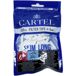 Φιλτράκια Cartel Filter Slim Long 6mm με 100 φίλτρα το σακουλάκι και πολύ μακρύ φίλτρο 22mm
