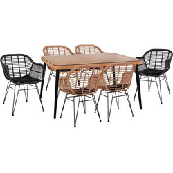 HomeMarkt Σετ Τραπεζαρία Κήπου Μεταλλικό 7τμχ Μπεζ HM10513