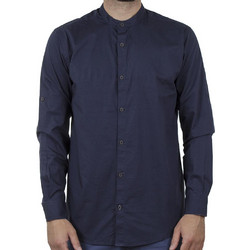 Double Ανδρικό Πουκάμισο Βαμβακερό Μακρυμάνικο Slim Fit με Mao Γιακά Navy Μπλε GS-504
