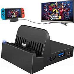 Portable Mini Switch TV Docking Station Charging Stand Replacement for Nintendo Switch Dock Set, Compact Switch to HDMI with Extra USB 3 Port