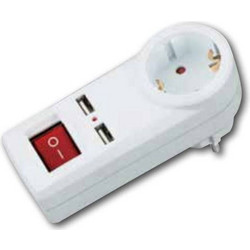 Πρίζα Με Διακόπτη 2 Θύρες USB 5V DC 2100mA SP-01S-USB