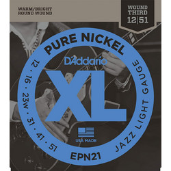 D'Addario EPN21 Σετ 6 Χορδές Ηλεκτρικής Κιθάρας Pure Nickel 12-51" Light Tension
