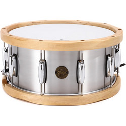 Gretsch Full Range Aluminum Snare Drum, Maple Hoops - 14" x 6.5"