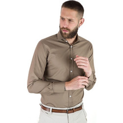 Stefan Ανδρικό Πουκάμισο Βαμβακερό Μακρυμάνικο Slim Fit Καφέ 9061-F/W20