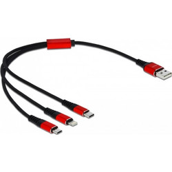 DeLock Regular USB to Lightning / Type-C / micro USB Cable Μαύρο 0.3m (85891)