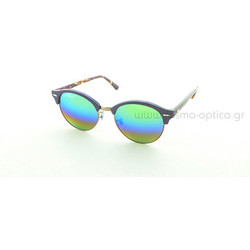 Ray-Ban RB4246 1221/C3 Ανδρικά Γυαλιά Ηλίου Στρογγυλά Κοκάλινα Χρυσά Μαύρα με Πολύχρωμο Καθρέπτη Φακό