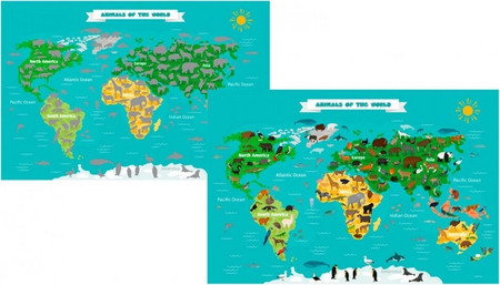 Παγκόσμιος Χάρτης με Ζώα - Animal Scratch Map 88x52