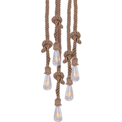 Home Lighting Maya Κρεμαστό Φωτιστικό Οροφής με Σχοινί Πολύφωτο Μαύρο 77-4346