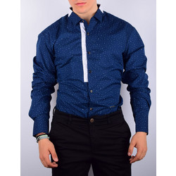 Stefan Ανδρικό Πουκάμισο Βαμβακερό Μακρυμάνικο Slim Fit Navy Μπλε 9013-S/S18