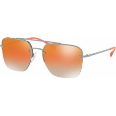 Prada Sport 54SS 5AV6U0 Αθλητικά Ανδρικά Γυαλιά Ηλίου Τετράγωνα Μεταλλικά Ασημί με Πορτοκαλί Καθρέπτη Φακό