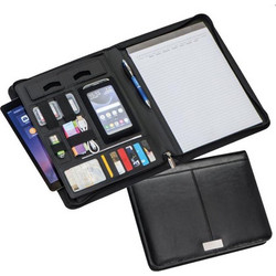 Portfolio με φερμουάρ δερμάτινο μαύρο Υ35x26.5x5εκ
