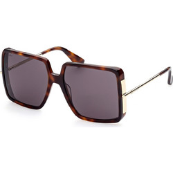 Max Mara MM0003 052A Γυναικεία Γυαλιά Ηλίου Oversized Κοκάλινα Μεταλλικά Ασημί Ταρταρούγα με Μαύρο Polarized Φακό
