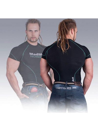 MadMax Technowear Compression Short Sleeve Top - Κοντομάνικη Μπλούζα Συμπίεσης (Black/Green)