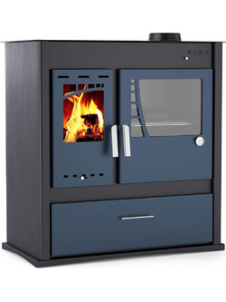 Thermogatz GS 12 Plus Oven Black-Blue Ατσάλινη Ξυλόσομπα με Φούρνο 12.3kW