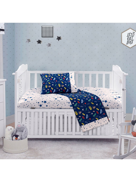 Beauty Home Art 5174 Σετ Βρεφικά Σεντόνια Κούνιας Βαμβακερά με Λάστιχο 120x160 3τμχ
