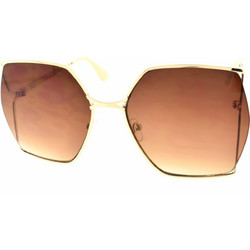 Enzo 2266 C1 Γυναικεία Γυαλιά Ηλίου Oversized Μεταλλικά Χρυσά με Καφέ Degradee Φακό