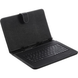 Leather Case with Keyboard 10"-10.1" for Tablet Micro USB - Black