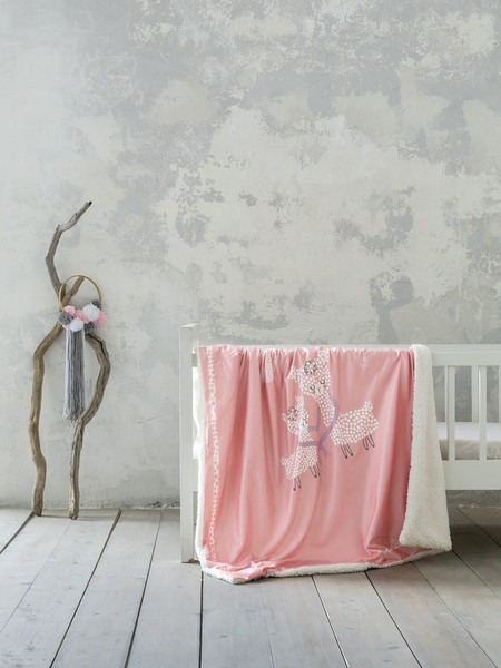 Nima Home Llama Love Κουβέρτα Αγκαλιάς Fleece 80x110 Κοραλί