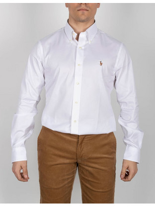 Polo Ralph Lauren Ανδρικό Πουκάμισο Βαμβακερό Μακρυμάνικο Κανονική Γραμμή Λευκό 712870507-001
