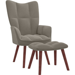 vidaXL Πολυθρόνα Relax με Υποπόδιο Βελούδινη Γκρι 328062
