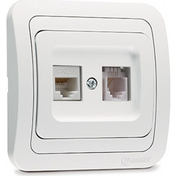 Makel Mimoza Πρίζα Τηλεφώνου RJ11 & Δικτύου Data RJ45 Cat5 Λευκή (12037)