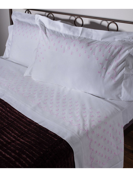 Σεντόνια Σετ Χειροποιητα Με Κέντημα 225x270 Silk Fashion 2806B Λευκο Ροζ