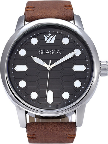 Season Time Ανδρικό Ρολόι με Καφέ Δερμάτινο Λουράκι 2192-5