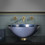 Glass Design Metropole Round 34 Επικαθήμενος Νιπτήρας Μπάνιου Στρογγυλός Γυάλινος 34x12.5cm Μπλε METROPOLE34BL
